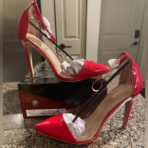 Liliana Red Patent Leather Pump with Strap Size 10